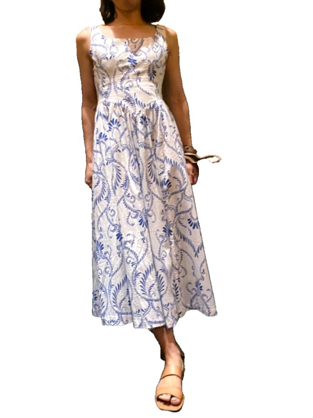 7 For All Mankind Blue and White printed midi maxi Dress